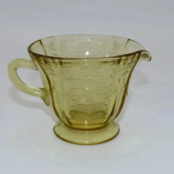 Federal Amber Yellow Depression Glass Madrid Cream And Sugar Set Vintage - Picture 7 of 7